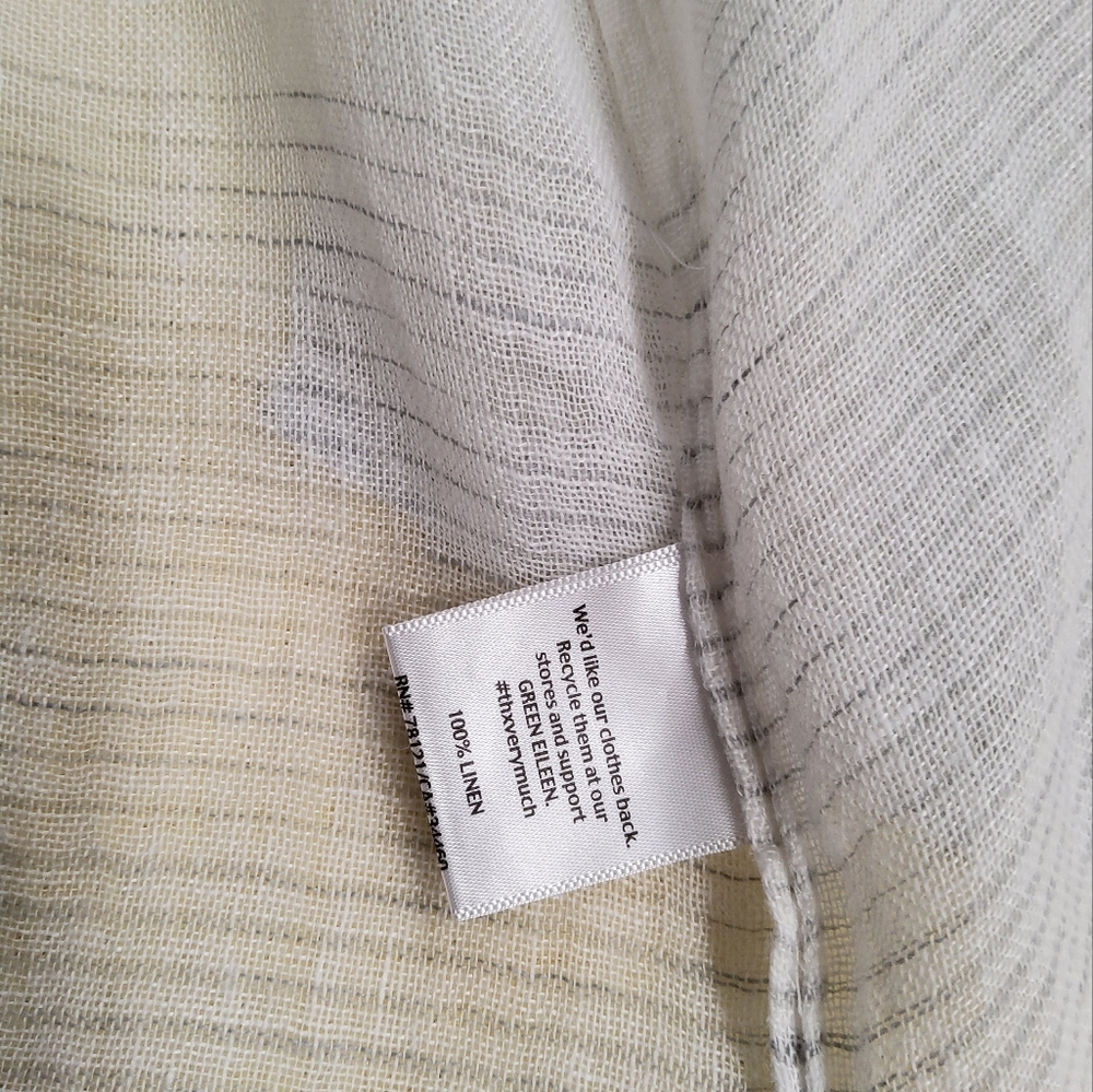 Eileen Fisher Linen White Silver Striped Button-Up Blouse Size 2X - Picture 10 of 12